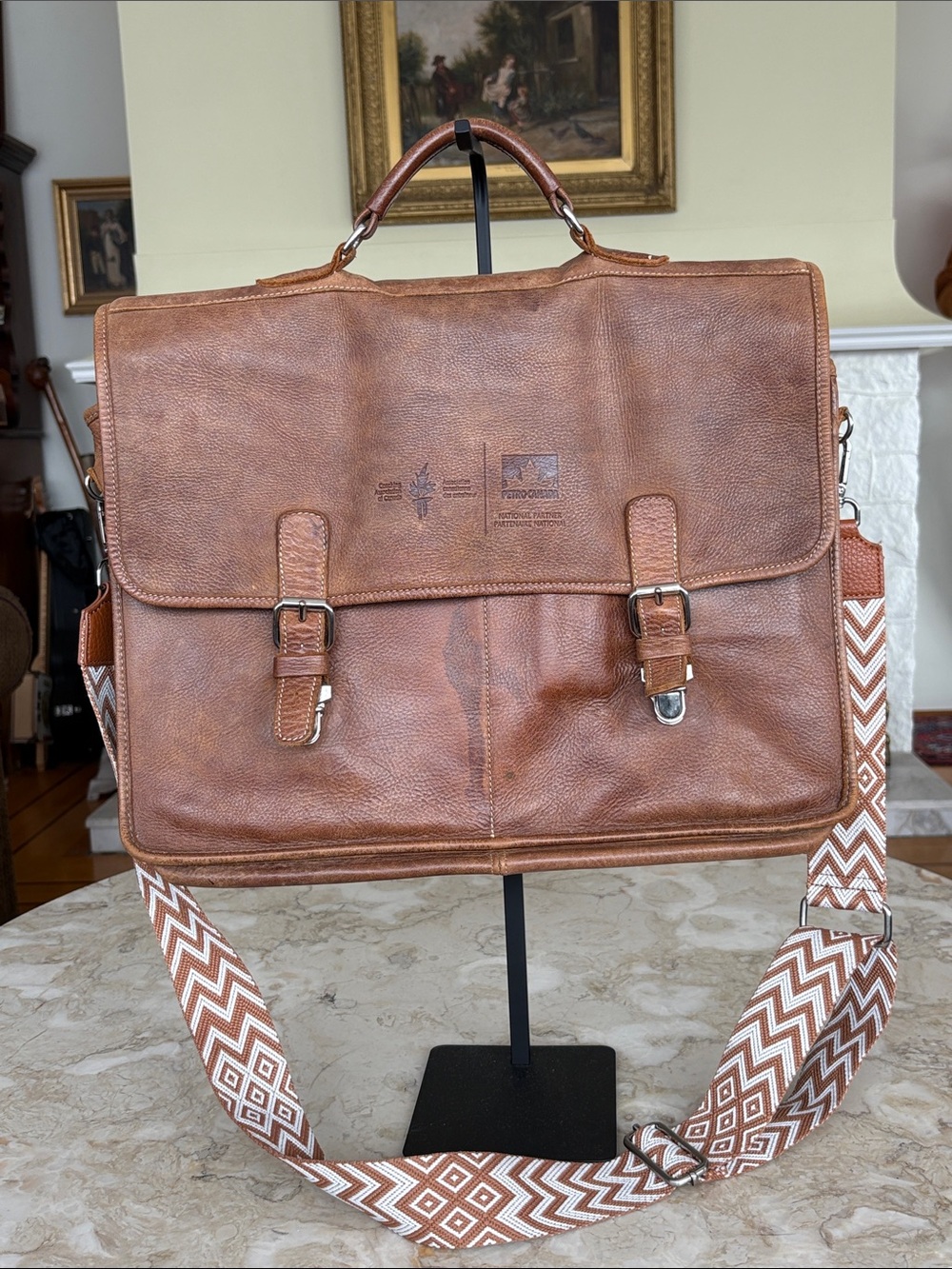 Roots Canada Tribe Leather Briefcase Messenger Bag Vintage Brown